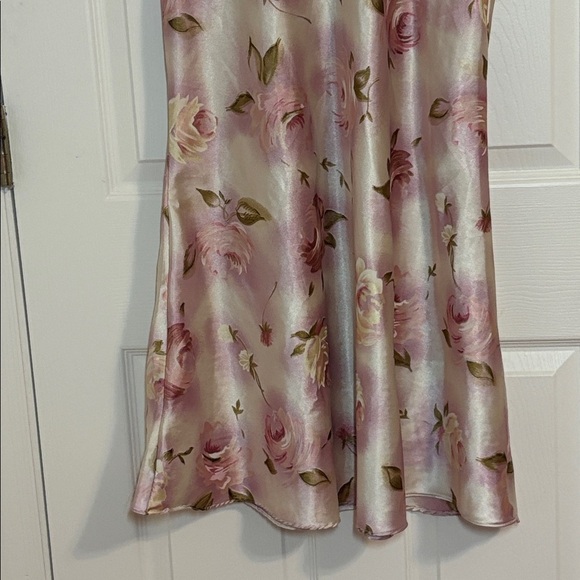 Satin Floral Slip Dress, Shift dress, ivory pink, Large - Picture 3 of 5